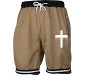 Pantalones de Baloncesto Cruzado para Hombres Línea de Malla de Secado Rápido Cintura Elástica