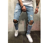 Pantalones vaqueros rasgados para hombre, Vaqueros ajustados informales a la moda, ropa para hombre
