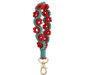 Popular Flower Rose Key Ring Pendant Pastoral Intangible Cultural Heritage Handwoven Wrist Strap Keychain