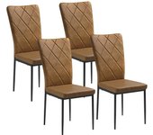 Comedor Pack de 4, Sillas Comedor Tapizadas, Respaldo Alto, Sillon Moderno de Cuero Artificial, Sillas Ergonómicas con Patas de Metal para Comedor, Dormitorio, Salón, Blanco, EZS23ws-4