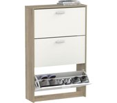 Zapatero Recibidor Mueble Auxiliar Estrecho 2 Puertas para Entrada Blanco, 12 Pares de Zapatos, 82x74x25cm, Colección Tibet