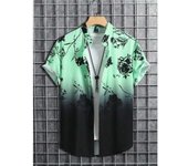 Camiseta de Verano de Playa Hawaiiana Estampado de Denim 3D para Hombres Manga Corta Transpirable