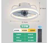 Ventilador 55W luz, luz de techo control remoto, ventilador eléctrico con lámpara LED para el hogar, habitaciones, dormitorio,ventilador de techo con luz