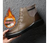 Zapatos de algodón cálidos de terciopelo de invierno para hombres Botas de algodón de aumento de altura interior de cuero para hombres