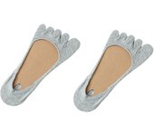 2Pcs Fashion Thin Invisible Socks Womens Breathable Solid Color Five Finger Socks Hosiery Anti Slip Cotton Boat Socks Female
