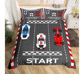 3PCS Quilt Cover Race Car Bedding Set - Twin Size Boys Extreme Sports Duvet Cover Set with 1 Duvet Cover and 1 Pillowcase