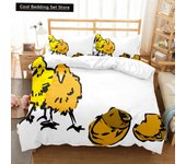 Cartoon Chicken Animal King Queen Duvet Cover Kawaii Yellow Chick Bedding Set Lovely Hen Quilt Cover Polyester Comforter Cover