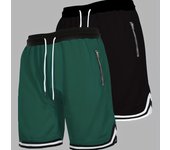 Conjunto de dos pantalones cortos de baloncesto para hombre, transpirables para el verano con cordones, bolsillo con cremallera