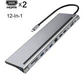Dock MST HDMI Screen Dual Display Adapter Hub, USB Type C Laptop Docking Station For Lenovo ThinkPad HP Dell XPS
