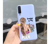 For Samsung A7 2018 Case Beautiful Sunflowers Couple Heart Back Case For Samsung Galaxy A7 2018 SM-A750F Candy Matte Cases