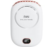 Ventilador de cuello portátil sin aspas con cabezal de viento doble y pantalla LED de batería