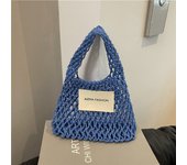 Fashion Summer Straw Crochet Bag Solid Color Vacation Beach Hollow Handbag Casual Leisure Woven Totes Bag Travel