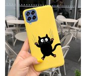 For Samsung Glaxy M33 5G Case SM-M336B Matte Soft Silicone Back Cover On Funda Samsung M33 M 33 Dinosaur Cute Cat Bumper Etui