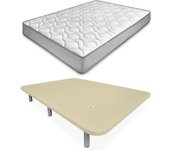 Cama Completa con Colchón Carla Reversible + Base Tapizada Extra Reforzada con 6 Patas Cilíndricas Metálicas Roscadas 135 x 190 Negro