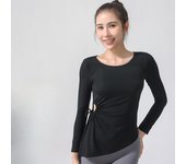 Autumn and winter T-shirt, new yoga clothing, long sleeves, nude pleats, sports socks