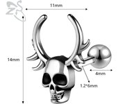 ZS 1 PC Punk Gothic Skull Stud Earring For Men Women Spider Snake Earrings Ear Studs Cartilage Helix Lobe Piercing Jewelry 16G