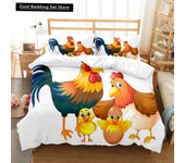 Cartoon Chicken Animal King Queen Duvet Cover Kawaii Yellow Chick Bedding Set Lovely Hen Quilt Cover Polyester Comforter Cover