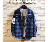 Men's checkered shirt, casual top, thin, spring and autumn