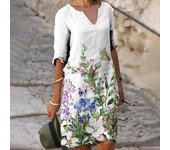 2024 New Butterfly Print Fashion Mid-sleeve New Dress
