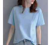Summer Casual 100% Cotton Regular-Fit Women Crew Neck Basic White T-Shirts