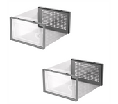 Shoe Storage Box, Clear Transparent Shoe Storage Boxes Hard Plastic Stackable Organiser Containers Bins Grey