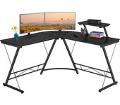 Escritorio en L Grande 162,5x130x96,5cm Mesa Escritorio Esquinero Escritorio Gaming en Forma de L Mesa Ordenador con Soporte Monitor para Oficina Despacho Negro