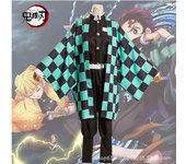 Conjunto de disfraz de cosplay de Demon Slayer para niños, traje de Tanjirou Nezuko para adultos