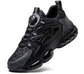 Zapatos De Seguridad Para Hombre Con Botón Giratorio Y Punta De Acero Indestructibles Zapatillas De Trabajo Protección Antipinchazos Material Superior De Malla Y Lining De Algodón Suela De Goma