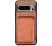For Google Pixel 8 Pro Case Carbon Fiber Texture Phone Cover with Magnetic Card Holder