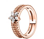 2024 New Gold Plated 925 Silver Ring Zircon Sparkling Double Band Heart Finger Ring Women Pandor Ring Fine Jewelry