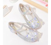 Party Dresses Shoes Heel Girls Glitter Elegant Girl Heels Shoes Child Shoe Low Heeled Bow Sequins Kids High Heels 3- 12 Year Old