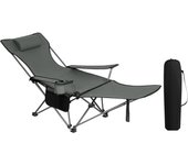 Camping Plegable, Tumbona Camping Portátil con Portavasos, Reposacabezas y Bolsa Lateral, Marco de Acero, Carga Máxima 150 kg, para Picnic, Playa, Jardín, Pesca, Azul