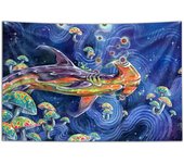 Shark Tea Tapestry by Black Ink Art