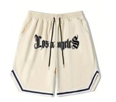 Pantalones cortos de baloncesto estampados de Los Ángeles para hombres, pantalones cortos casuales ligeramente elásticos con