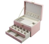 Leather Double Layer Jewelry Box Flip Type Minimalist Jewelry Packaging Box High-capacity Portable Storage Box