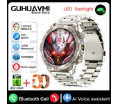 Nuevo Reloj Inteligente Militar para Exteriores, para Hombres Watch,Brújula,voz IA, Llamada Bluetooth, Fitness, GPS, Pista Deportiva,Impermeabilización 1ATM,IIReloj Inteligente Para Android, , IOS, Batería súper grande de 450mah