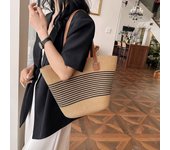 Woven Straw Bag2025Summer New Commuter Large Capacity Striped One-Shoulder Versatile Stylish Beach Bag Ladies