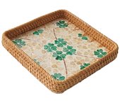 Hand Woven Splicing Shell Rattan Basket Rattan Weaving Household Rattan Shell Tray Decorative Colorful Weaving Fruit Basket