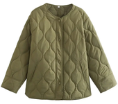 Army Green Oversized Chaqueta Larga, Mujer, Mangas Largas, Cuello O, Un Botón, Otoño/Invierno Abrigo, Chaqueta Casual Streetwear