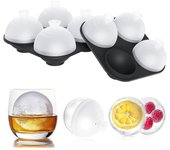 2pcs Whiskey Ice Ball Molds,Ice Ball Maker Mold 100% Silicone Round Balls Ice Cube Trays with Clear Individual Lid, 2.4 Inch Large Sphere Ice Balls Mold for Cocktails Bourbon