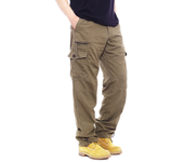 2025 pantalones Cargo hombres 100% algodón múltiples bolsillos cintura elástica pantalones casuales al aire libre senderismo escalada montañas pantalones de hombre