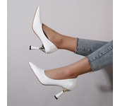 2025  New Summer Red Heels Elegant Black Pointed Heel White  Dress Women's Shoes