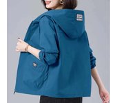 2025 Spring Autumn New Hooded Windbreaker Women Korean Mid-Length Zipper Coat Female Casual Outerwear Loose Jacket