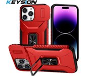 KEYSION Shockproof Case for iPhone 13 Pro Max 12 Slide Camera Protection Ring Stand Phone Cover for iPhone 11 12 Pro Max