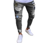 Tattered pipe pants embroidered with men's jeans