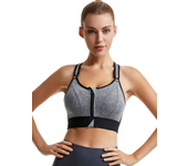 Sujetador deportivo para mujer, Top corto, chaleco de Yoga con cremallera frontal, talla grande, correa ajustable a prueba de go