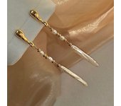 Silver Needle Baroque Toothpick Fresh Water Pearl Earrings Special-Interest Design Special-Shaped Long Fringed Pearl-Sense Earrings