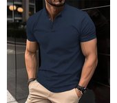 Men's short sleeved lapel Henry large casual T-shirt, beige, red, green, 2XL
