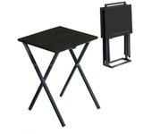 Conjunto de 2 Mesas Plegables con Soporte Negras | Mesas de Madera de Alta Calidad, Minimalistas, Versátiles, Ahorra espacio en casa, para ocasiones Especiales con Invitados, etc -  Convertimos tu casa en un Hogar