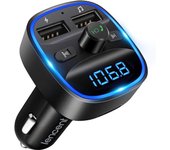 LENCENT FM Transmitter, Bluetooth Wireless Radio Adapter Car Kit with 2 USB Ports Car Charger MP3 Player Support TF Card & Disk